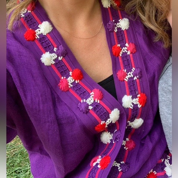 Tory Burch $500 shirt linen gorgeous purple fall or spring or summer xs - Picture 2 of 5